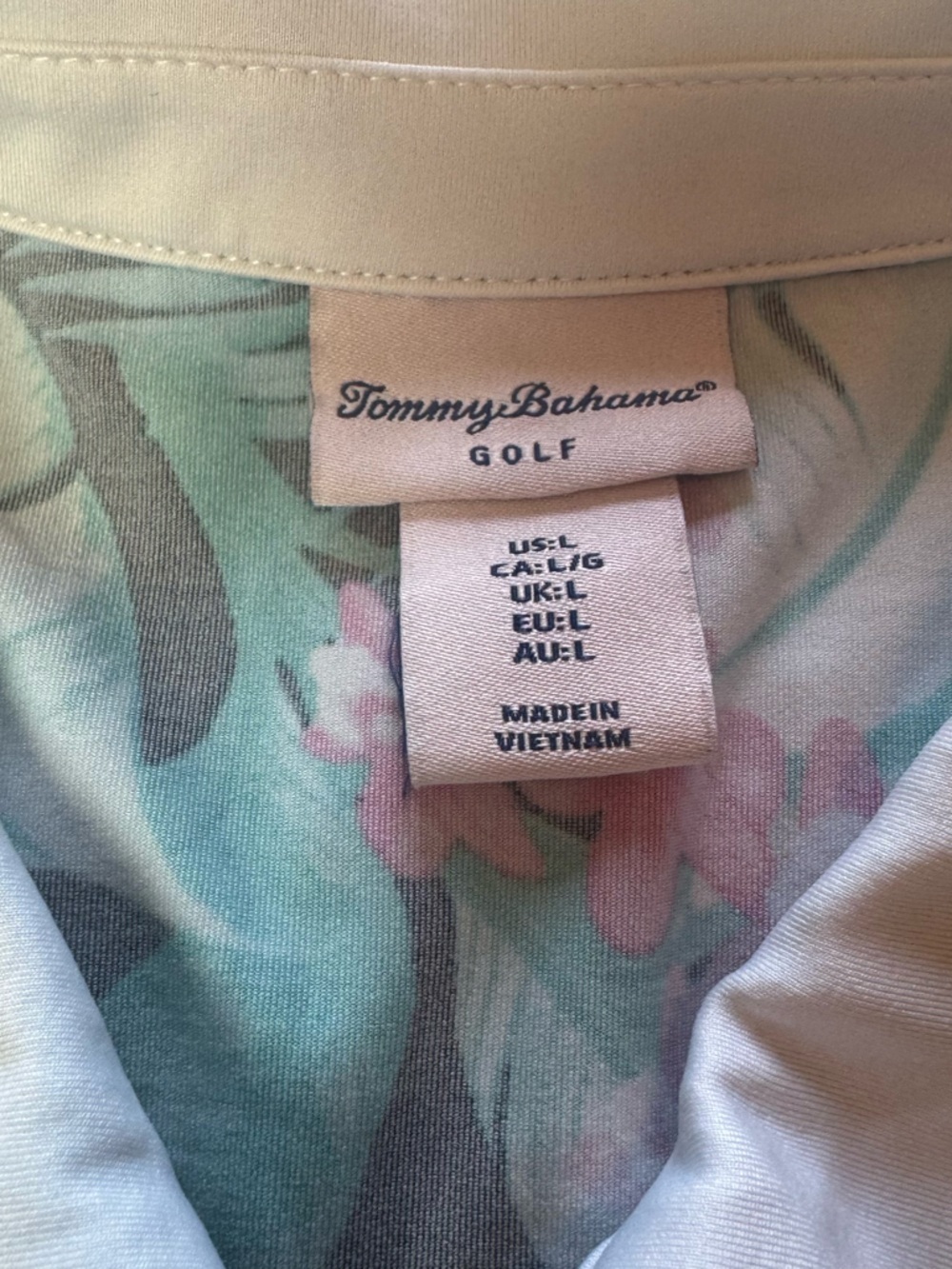 Tommy Bahama Sleeveless Polo Tank in Black with Teal & Pink Floral Print - Picture 6 of 7